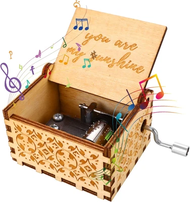 $12 • Buy Wooden Hand Crank Music Box, You Are My Sunshine Classical Music Box En