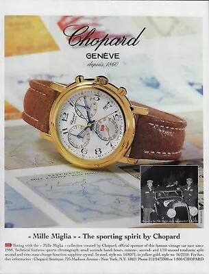 £11.87 • Buy 2001 Chopard Mille Miglia Chronograph Car Race Watch Vintage Print Ad  X