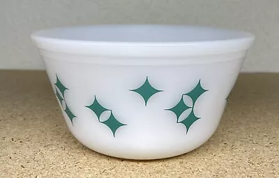 Vintage Federal Milk Glass Turquoise Atomic Star Mixing Bowl - 8  Diameter • $41.65