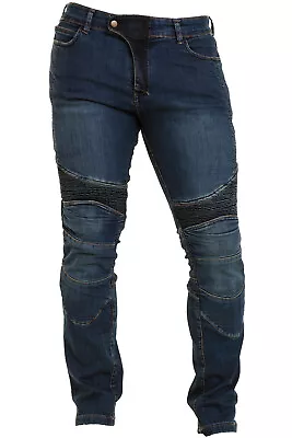 Men Motorbike Riding Jeans Stretch Panel Denim Motorcycle Pants Armored Trousers • $69.99