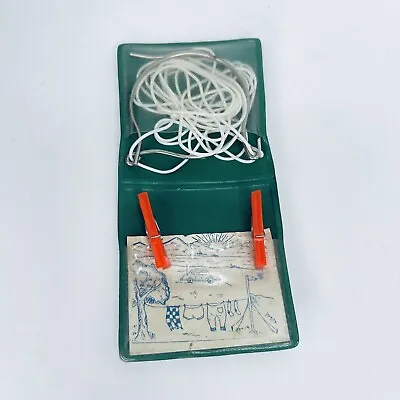 £7.12 • Buy Vintage 1960s Clothes Line Portable Travel Pocket Camping With Pegs Miniature