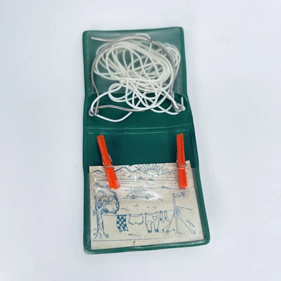 £7.12 • Buy Vintage 1960s Clothes Line Portable Travel Pocket Camping With Pegs Miniature