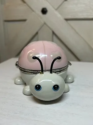 Bradford Exchange Porcelain Pink Lady Bug Limoges Music Trinket Box • $12.99