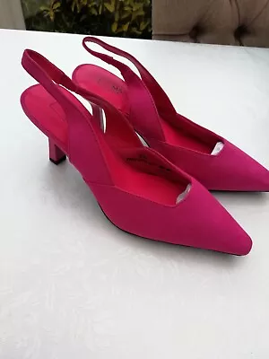 Ladies Marks And Spencer Cerise Pink Slingback Shoes Size UK 6.5 New • £9.49