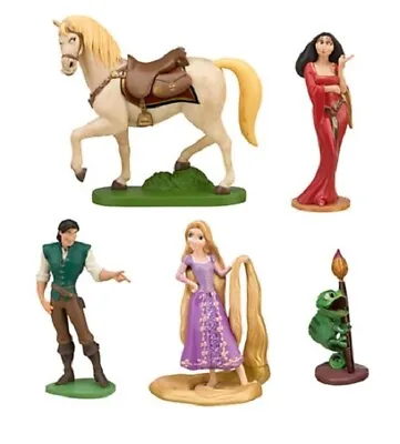 Tangled Rapunzel Flynn Mother Gothel Playset 5 Figure Cake Topper Toy Doll Set • $17.99