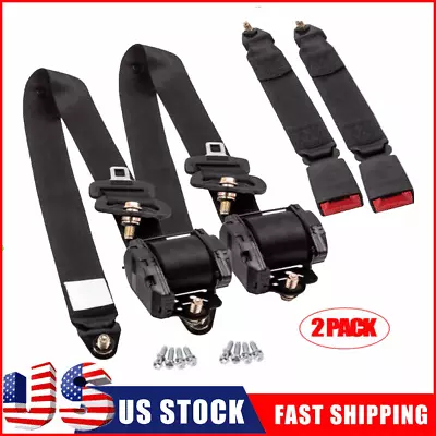 2/1X/Lot Car Adjustable Retractable 3 Point Safety Seat Belt Straps Assembly Kit • $41.39