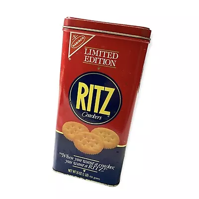 Vintage Ritz Crackers Tin 16oz / 1lb 1986 - 1987 Red Tall Keepsake • $9.98