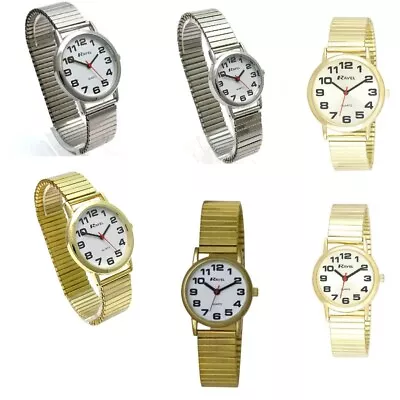 Ravel Ladies Easy Read Watch With Gold / Silver Stainless Steel Soft Expanding  • £9.99