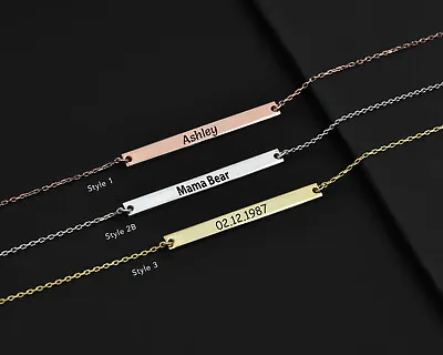 Personalized Name Skinny Bar Bracelet Unique Gift For Her Sterling Silver 925 • $34.90