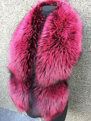 Silver Fox Fur Stole 55  Inch. (140cm) Saga Furs Pink Fur Boa Big Fur Collar • $228