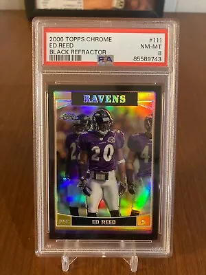 2006 Topps Chrome Ed Reed #/199 Baltimore Ravens Black Refractor #111 PSA 8 • $55