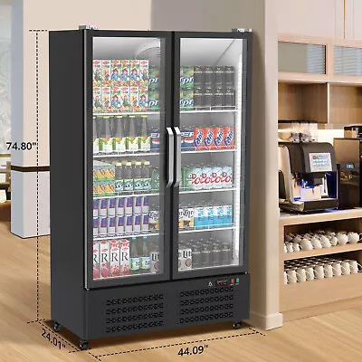 NEW Commercial 2 Glass Door Merchandiser Refrigerator Display Cooler 25.5 Cu.Ft • $1969.34