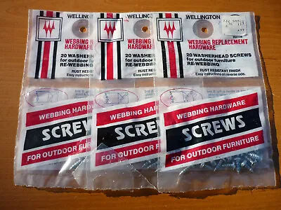 (60 Pieces) Vintage Lawn Chair Webbing Re-Webbing Washerhead Screws - NOS • $9.85