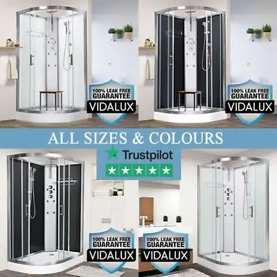 Shower Cabin Enclosure Vidalux Pure 800 900 1000 1200 Sizes White Black NO LEAK • £689