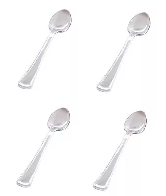 £2.95 • Buy Pack Of 25 Tiny Clear Plastic SPOONS . . . . . . Clear Party Dessert Transparent