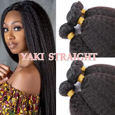 Yaki Straight Malaysian Thick Hair Weave Virgin Human Hair Extensions 3 Bundles • $33.83