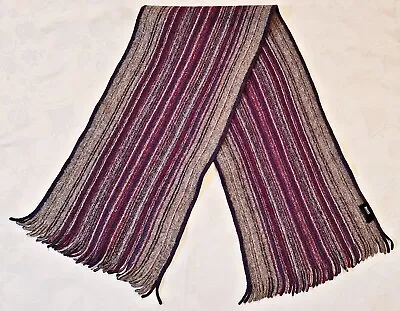 Scarf Vintage Authentic  Boss Hugo Bosslogo Striped Wool Long Men Fringe Scarf • $38