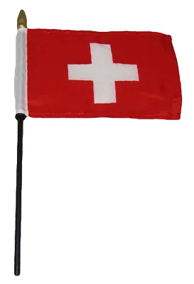 $5.44 • Buy Switzerland Country 4 X6  Flag Desk Set Table Wooden Stick Staff