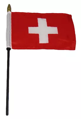 $5.44 • Buy Switzerland Country 4 X6  Flag Desk Set Table Wooden Stick Staff