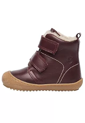 Naturino Baby Girls Bubble Vl Booties Leather Wool Lined Burgundy Red Size 3.5 • £25