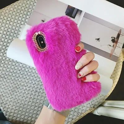 Fluffy Faux Furry Fur Soft Warm Phone Case Cover For IPhone 11 12 13 14 Pro Max • £8.38