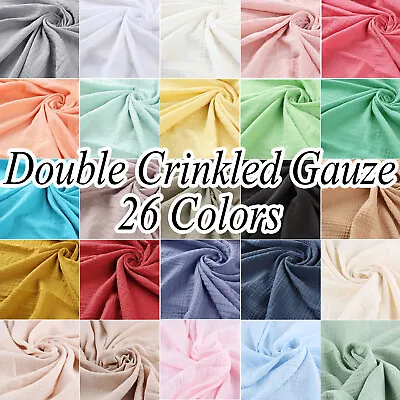 Double Gauze Crinkled Washing Cotton Fabric Dressmaking Baby Clothes Muslin 58 W • $12.48