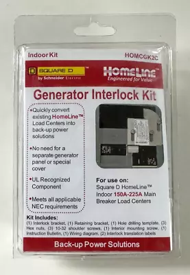 (1) Square D Homeline Load Center Indoor Generator Interlock Kit HOMCGK2C NEW • $34.50