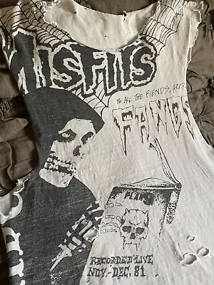 $120 • Buy Vintage MISFITS Shirt Phantom Ghost Webs DANZIG Horror Punk Goth Thrashed Tee