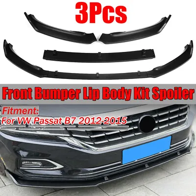 For VW Passat B7 2012-2015 Front Bumper Lip Spoiler Splitters  Trim 3PCS Black • $35.96