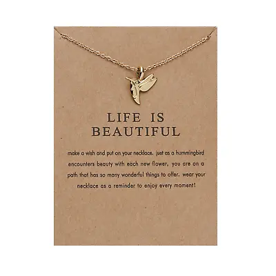 Life Is Beautiful Friendship Family Couple Gold Women Lady Card Necklace Gift UK • £3.79