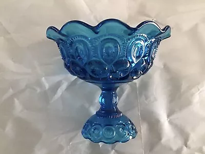 LE Smith Blue Moon & Stars Glass Compote Candy Fruit Pedestal Dish Vintage • $14.99