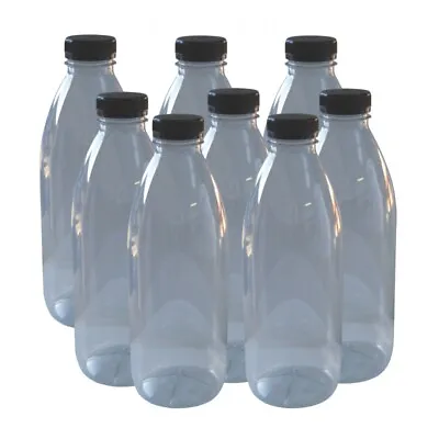 Clear PET Plastic Bottles With Tamper Proof Cap - Various Sizes - Pack Of 8 • £4.99