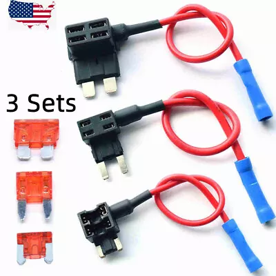 3 Sets Add A Circuit Fuse Tap Holder Piggy-Back Standard Mini Blade Fuse ATO ATM • $8.36