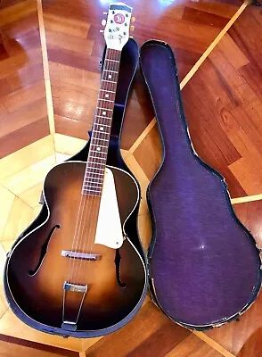 RARE 100% ORIGINAL VINTAGE 1950s AMBASSADOR A ARCHTOP ACOUSTIC GUITAR W/ CASE • $2499.97