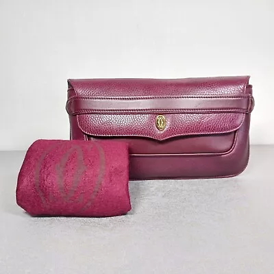 Cartier Must De Cartier Clutch Bag Leather Bordeaux USED With Dustbag • $148.30