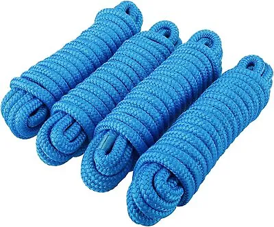 4 Pack 5/8 Inch 20 FT Double Braid Nylon Dock Line Mooring Rope Anchor Line Blue • $49.99