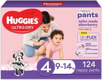 $79.98 • Buy Huggies Ultra Dry Nappy Pants Girl Size 4 (9-14Kg)