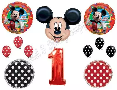 MICKEY MOUSE 1st Birthday Party Balloons Decoration Supplies First Disney • $29.75