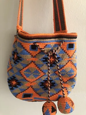 Handmade Wayuu Mochila Bag  With 2 Pom-Poms • $20