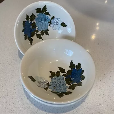 Barratts Of Staffordshire Blue Harmony Flower Pattern 6½ Inch Bowls X 4 Vintage • £18
