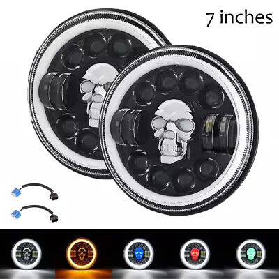 7  Inch LED Headlights RGB Halo Angel Eyes DRL For Chevy C10 Camaro Pickup Truck • $36.54