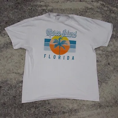 Marco Island Florida Shirt Mens Extra Large White Palm Tree Short Sleeve Tourism • $11.19