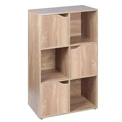 6 Cube Oak Modular Bookcase Shelving Display Shelves Storage Unit Wood Door New • £42.99