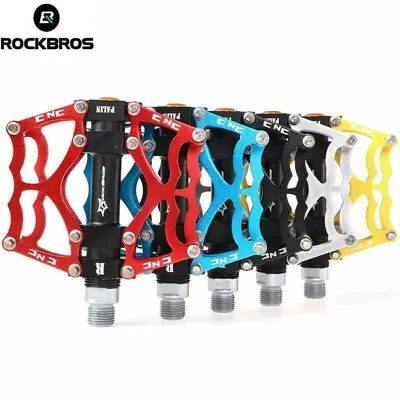 RockBros 9/16  MTB Bicycle Pedals Aluminum BMX Road Mountain Bike Flat Platform • $37.99