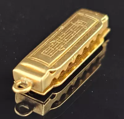 Vintage 14K Yellow Gold ~3D HARMONICA PLAYS NOTES~ Charm Pendant • $279