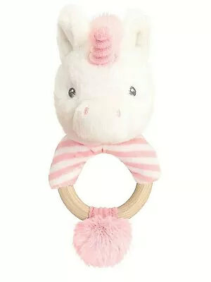 ECO FRIENDLY UNICORN Ring Rattle Teddy - New Born Christening Baby Shower Gift  • £12.99