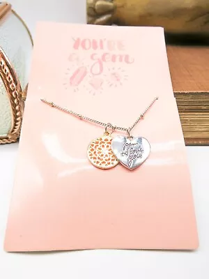 Mixed Metal Silver Gold Tone I Love You Heart Charm Bracelet Q67 • $14.44