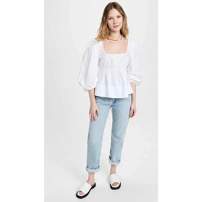 $125 • Buy Staud Sophie  Square Neck Top White Small 