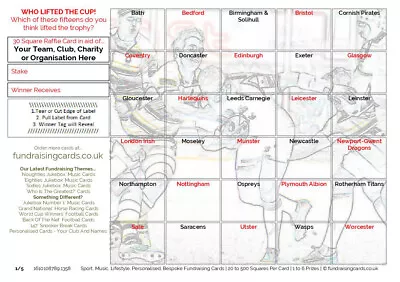 Rugby Union Fundraising Cards Assorted Theme 10 Pack A5 Scratch Raffle Ticket • £4.23