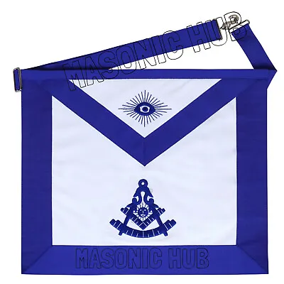 100% Lambskin MASONIC PAST MASTER APRON Handcrafted With Blue Silk Threads • $46.99